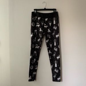 Zodiac Print Black Leggings